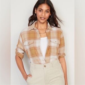 NWT Old Navy Plaid Flannel Boyfriend Button Down Shirt
